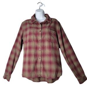 Mountain Khakis Stevie Flannel Shirt L Red‎ Green Plaid Classic Fit 100% Cotton